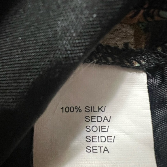 Kensie Colorful and Black Silk Dress with Statement Collar Size 10 - Picture 3 of 4